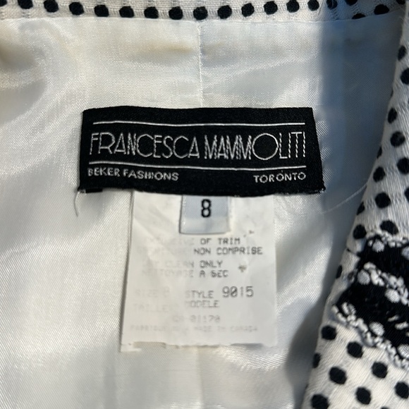 Francesca Mammoliti • B&W Polkadot Vintage Skirt and Blazer Suit • Sz 8 - Picture 13 of 16